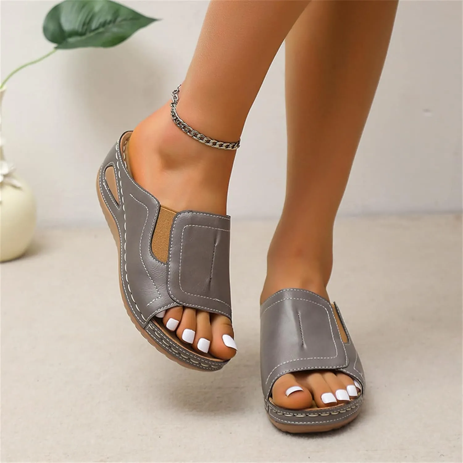 Ladmiple Sandals Women Comfortable Walking Orthopedic Slippers with Arch Support Dressy Summer Slip On Orthotic Flip Flops