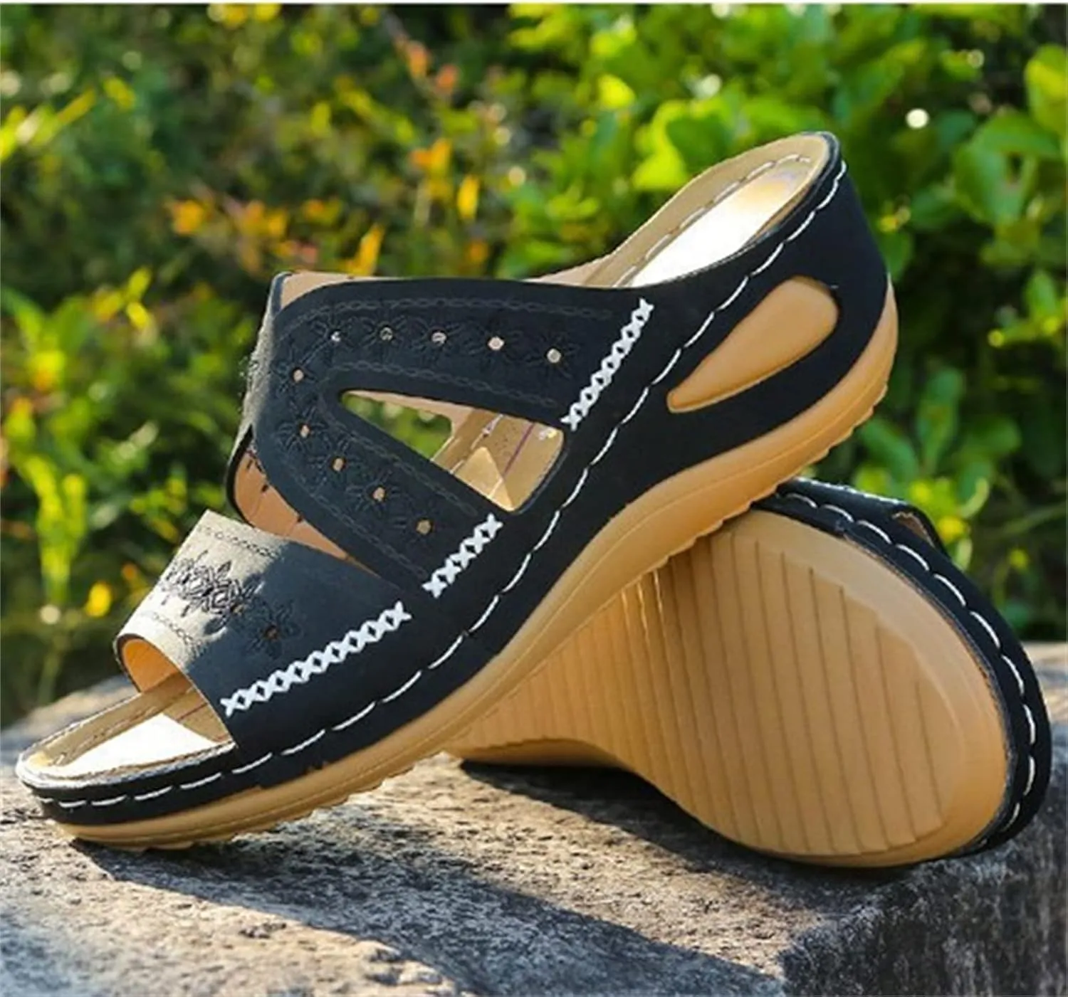 Ladmiple Sandals Women Dressy Summer Flat Walking Comfortable Orthotic Flips Flops Arch Support Orthopedic Slides Slippers