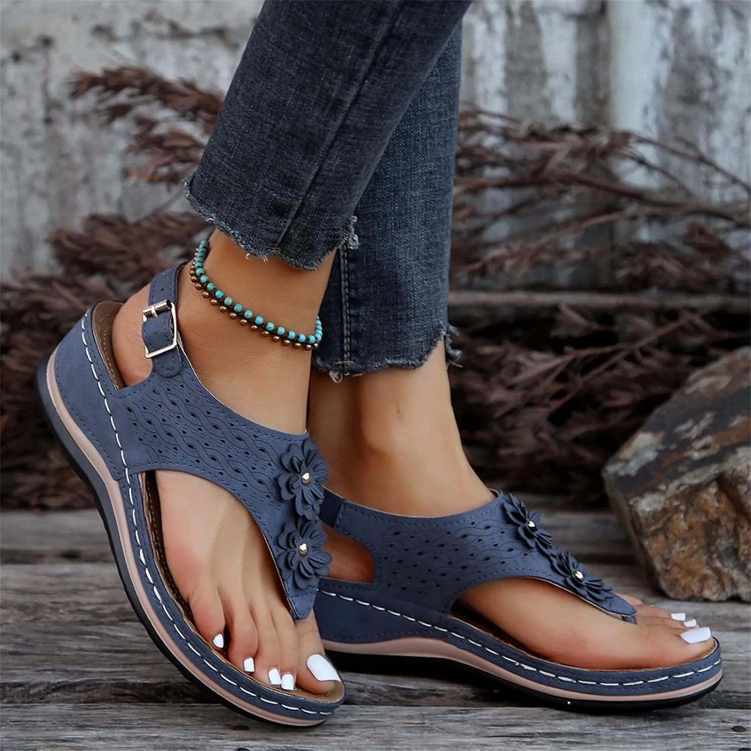 Ladmiple Sandals Women Fashion Dressy Summer Comfortable Arch Support Orthotic Flip Flops Cute Walking Orthopedic Slides