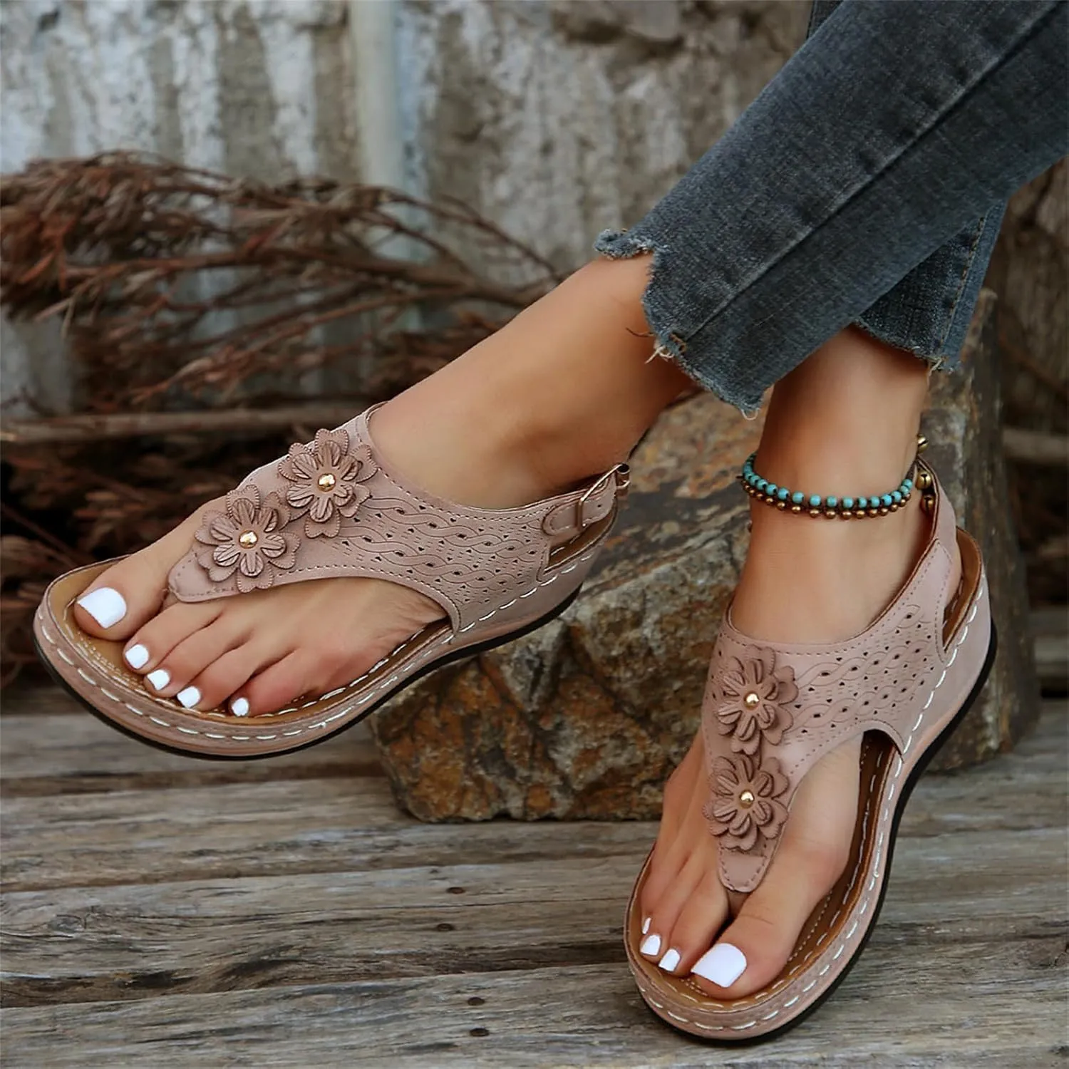 Ladmiple Sandals Women Fashion Dressy Summer Comfortable Arch Support Orthotic Flip Flops Cute Walking Orthopedic Slides