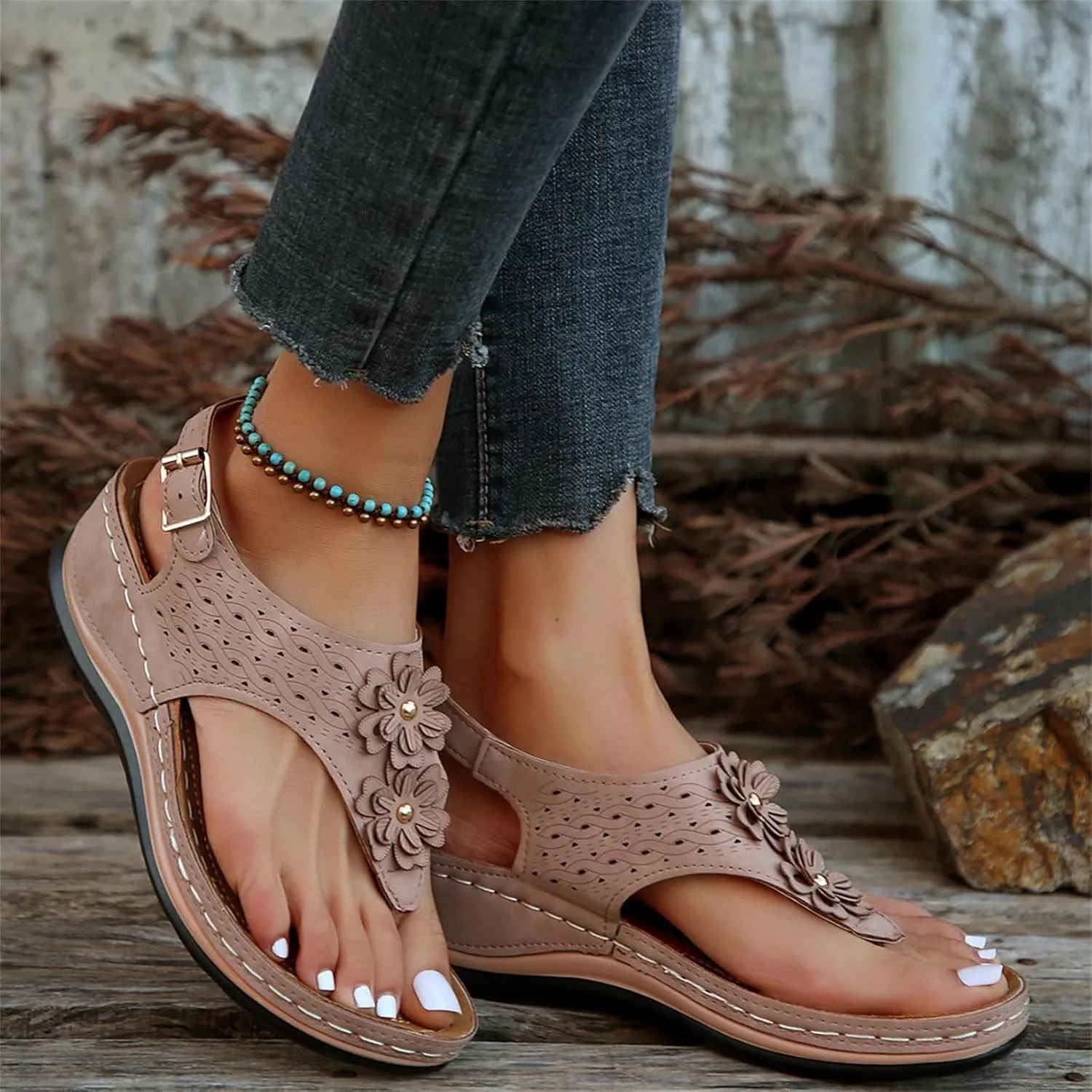 Ladmiple Sandals Women Fashion Dressy Summer Comfortable Arch Support Orthotic Flip Flops Cute Walking Orthopedic Slides