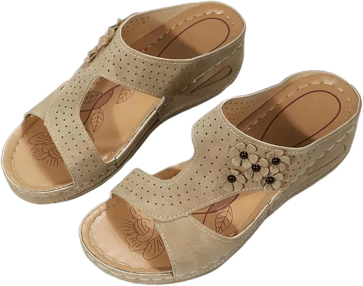 Ladmiple Sandals Women Fashion Wedges Orthopedic Comfort Walking Flip Flops Dressy Summer Orthotic Slides with Arch Support