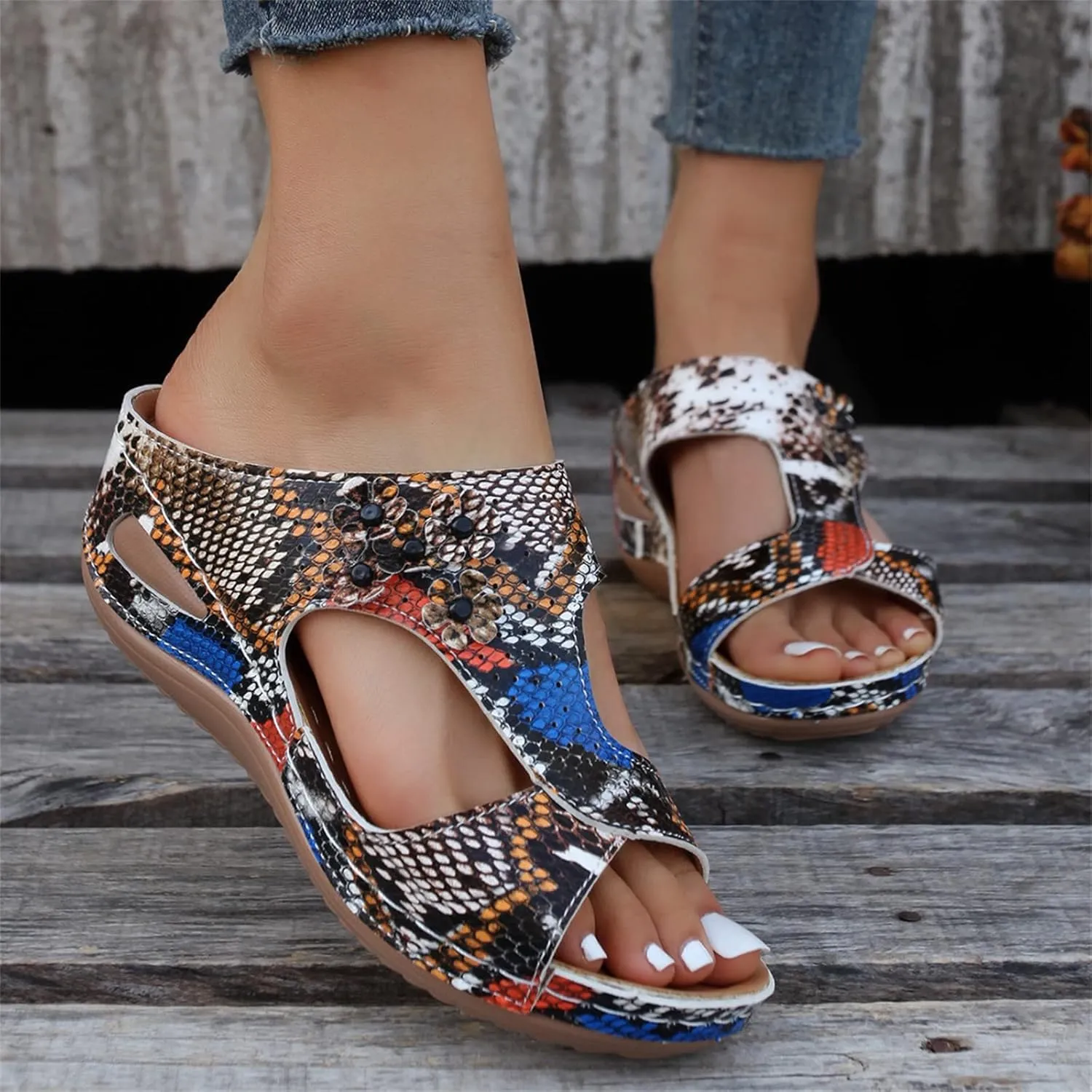 Ladmiple Sandals Women Fashion Wedges Orthopedic Comfort Walking Flip Flops Dressy Summer Orthotic Slides with Arch Support