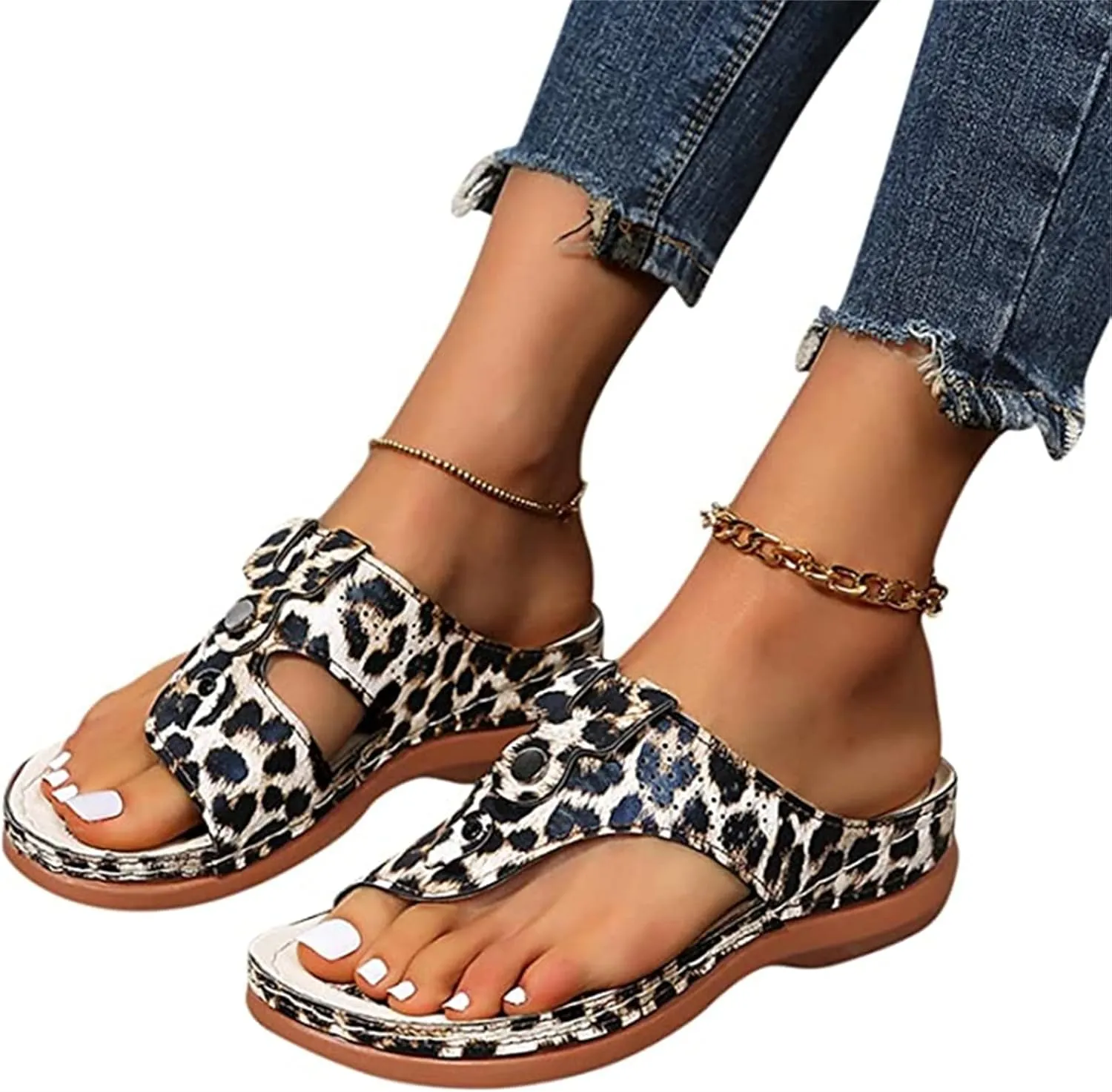 Ladmiple Sandals Women Wedge Comfortable Orthopedic Arch Support Flip Flops Dressy Summer Walking Orthotic Slides 2024