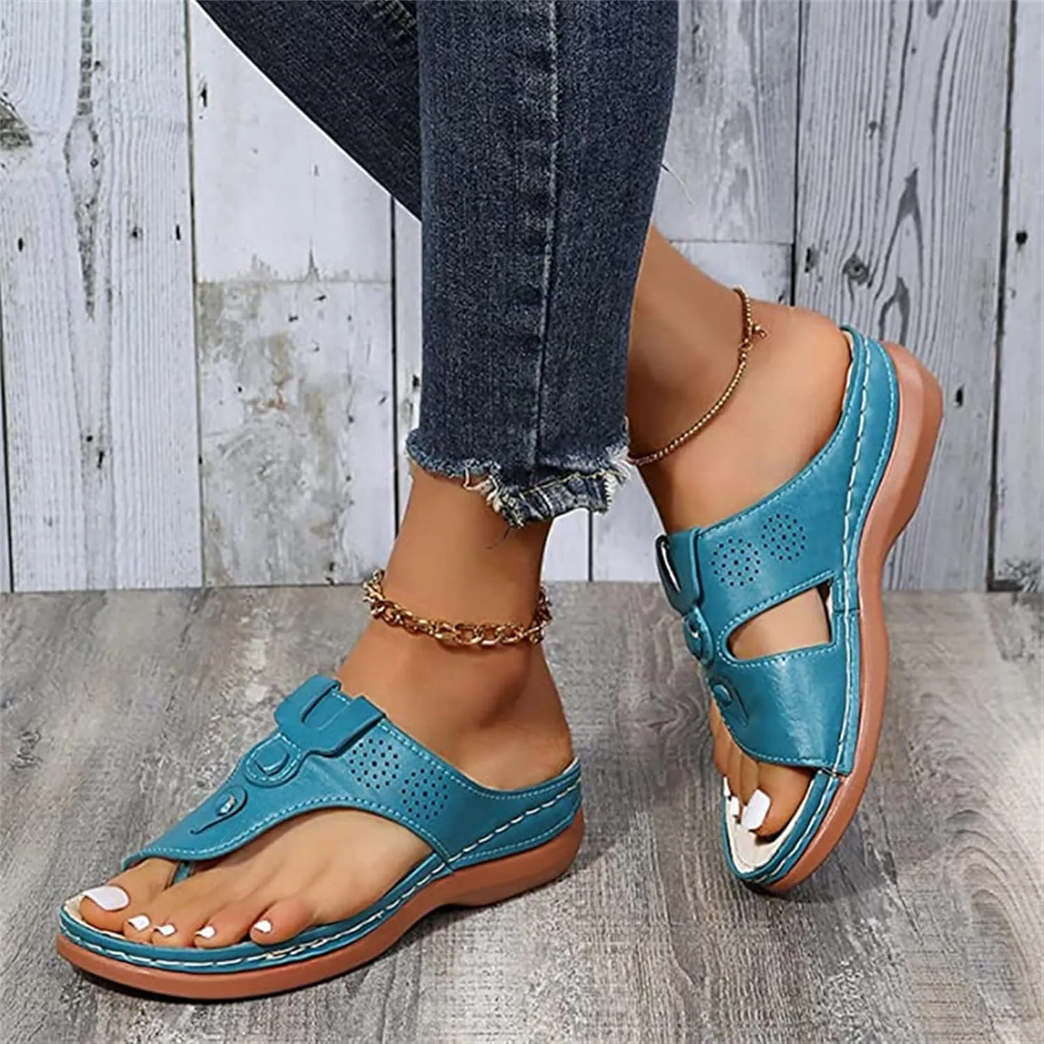Ladmiple Sandals Women Wedge Comfortable Orthopedic Arch Support Flip Flops Dressy Summer Walking Orthotic Slides 2024