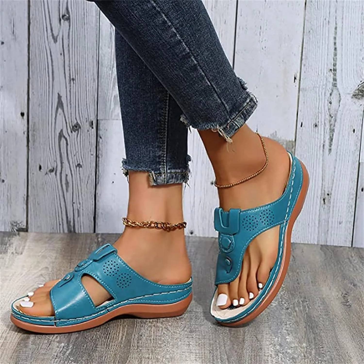 Ladmiple Sandals Women Wedge Comfortable Orthopedic Arch Support Flip Flops Dressy Summer Walking Orthotic Slides 2024