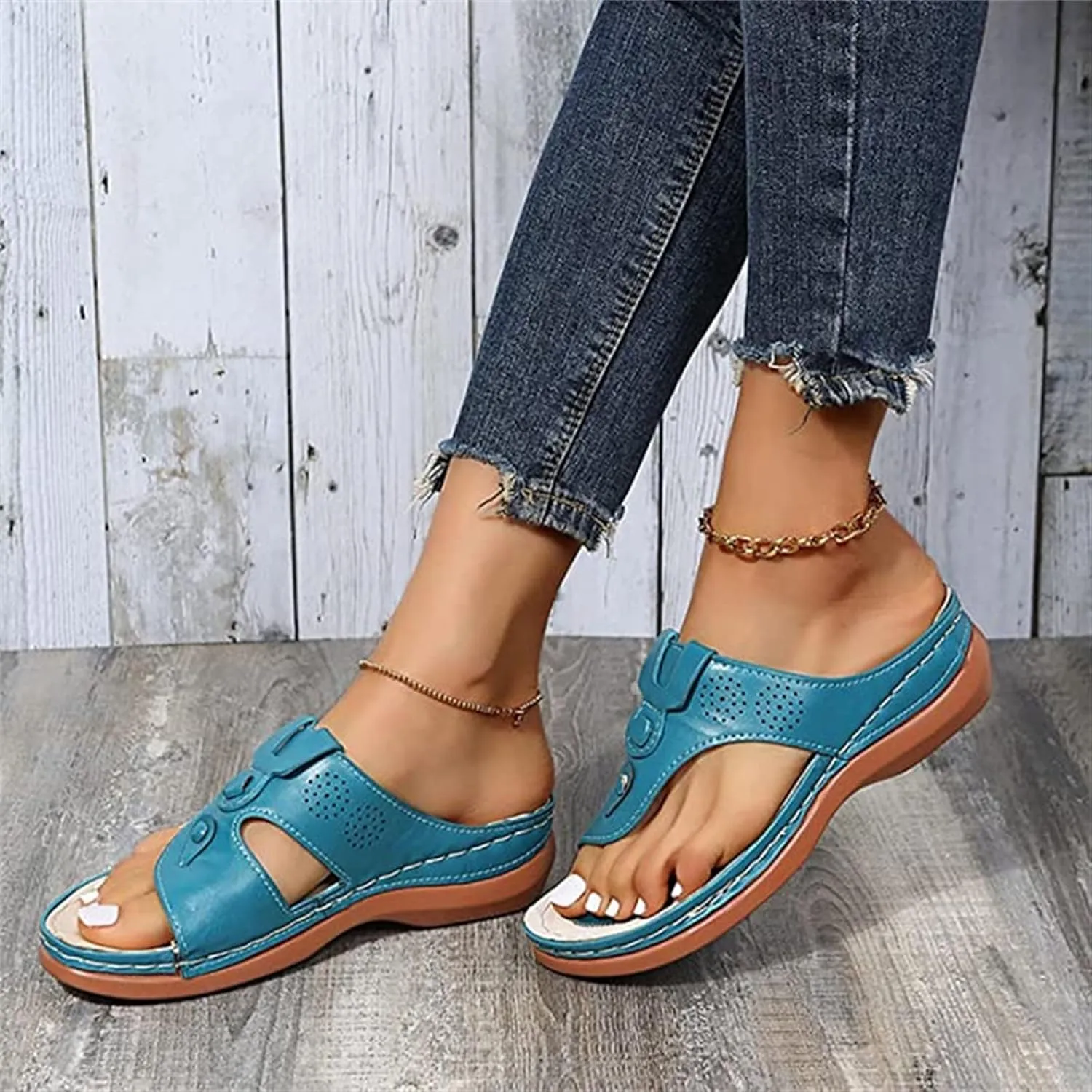 Ladmiple Sandals Women Wedge Comfortable Orthopedic Arch Support Flip Flops Dressy Summer Walking Orthotic Slides 2024