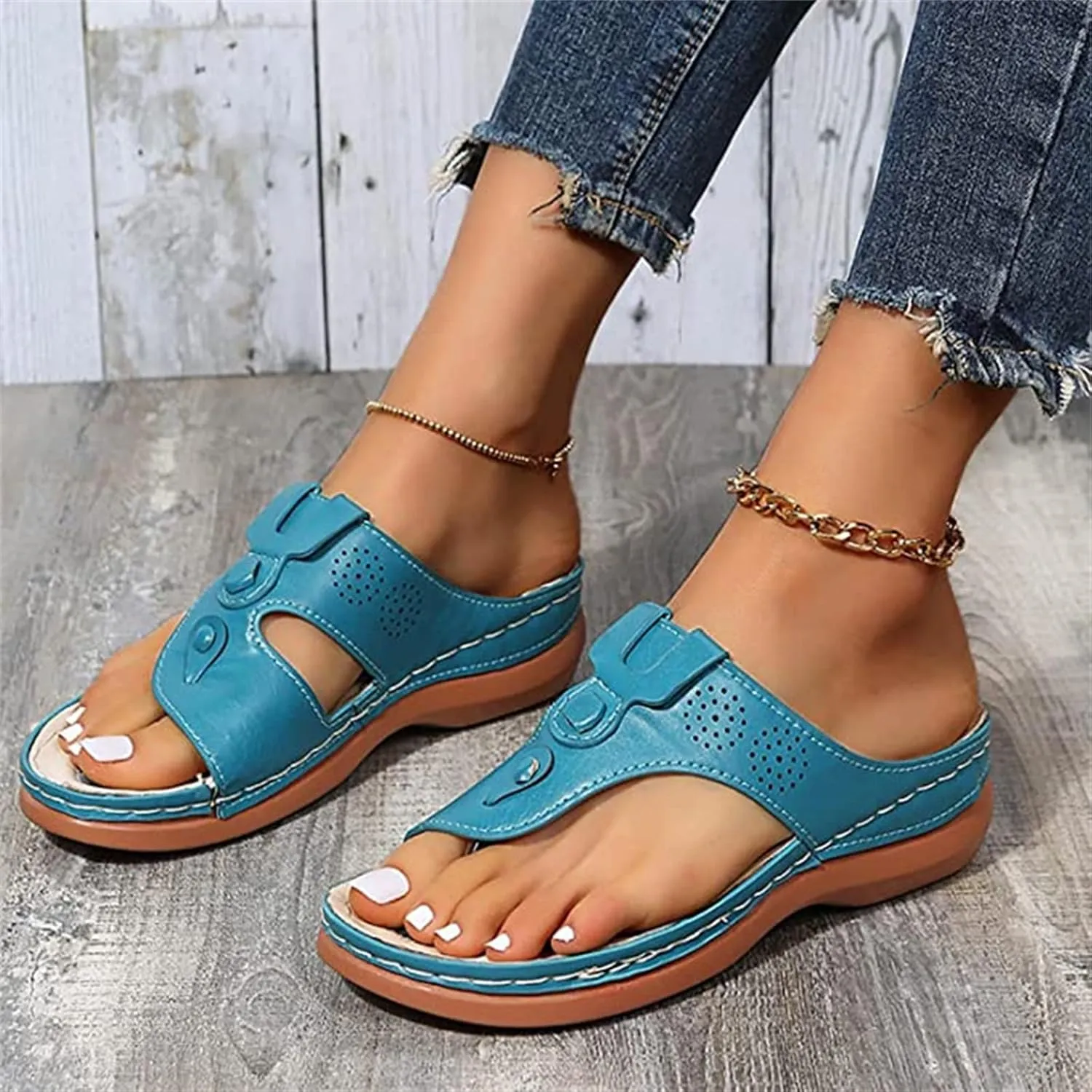Ladmiple Sandals Women Wedge Comfortable Orthopedic Arch Support Flip Flops Dressy Summer Walking Orthotic Slides 2024