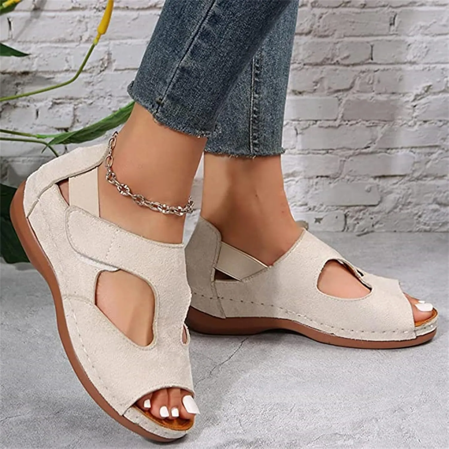 Ladmiple Sandals Women Wedge Low Heel Orthopedic Flip Flops Arch Support Dressy Comfortable Soft Summer Shoes Orthotic Slides