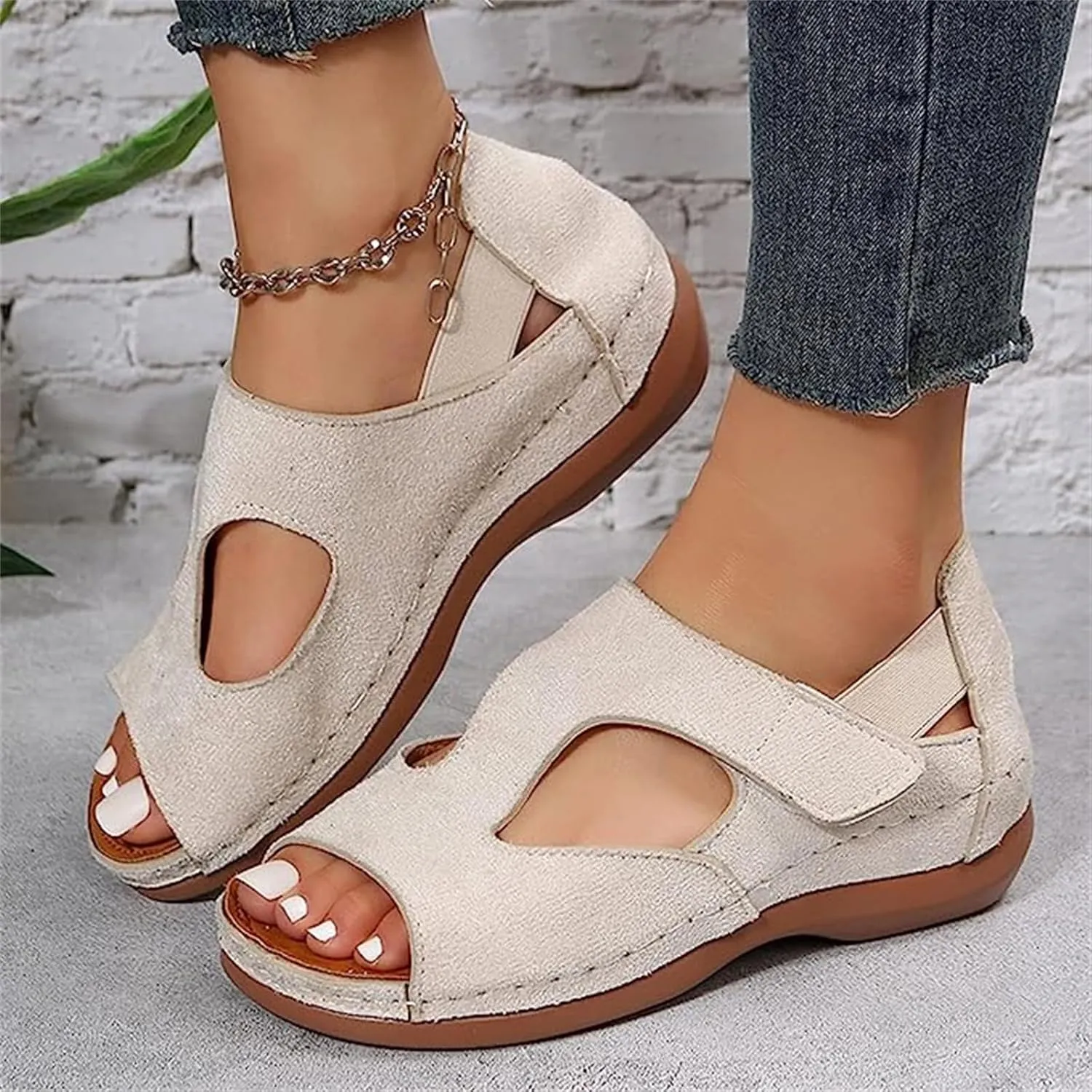 Ladmiple Sandals Women Wedge Low Heel Orthopedic Flip Flops Arch Support Dressy Comfortable Soft Summer Shoes Orthotic Slides
