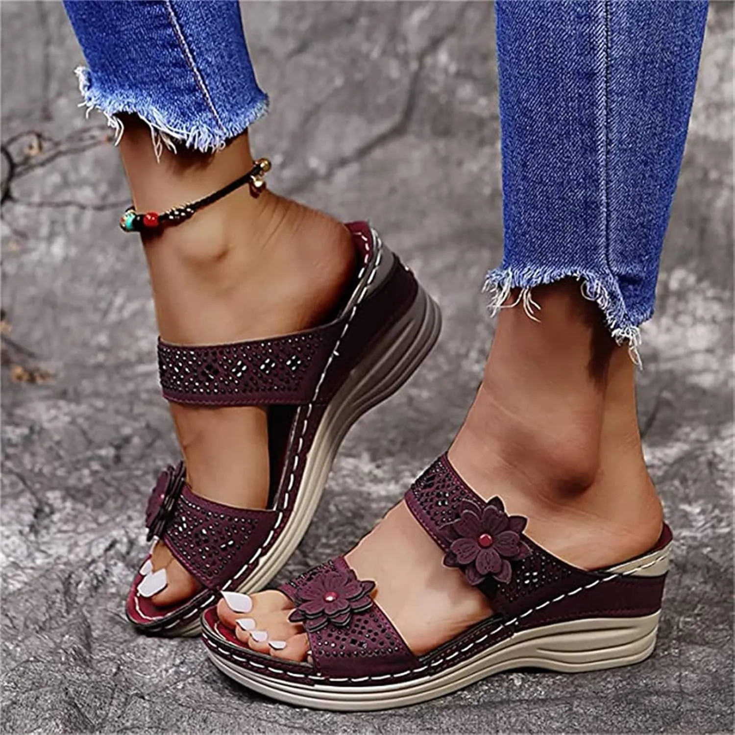 Ladmiple Womens Sandals Dressy Summer Orthotic Slides Comfortable Orthopedic Walking Flip Flops with Arch Support 2024