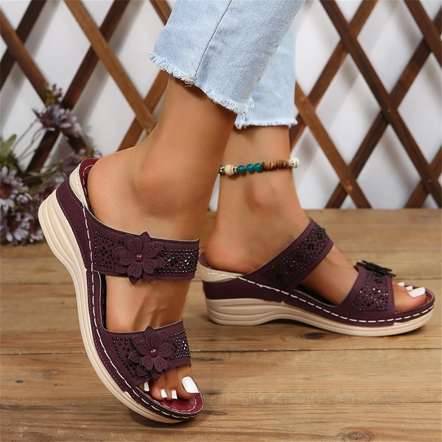 Ladmiple Womens Sandals Dressy Summer Orthotic Slides Comfortable Orthopedic Walking Flip Flops with Arch Support 2024