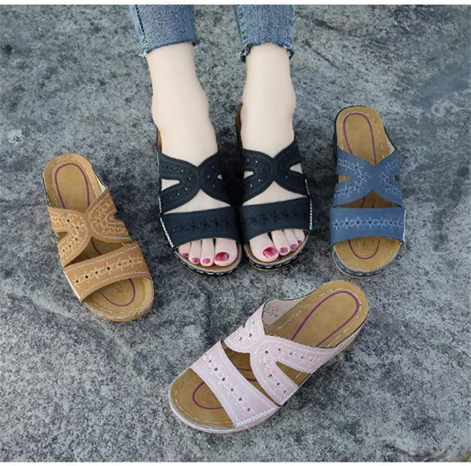Ladmiple Womens Sandals With Arch Support Dressy Comfortable Walking Flip Flops Orthopedic Orthotic Slides Summer Shoes 2024