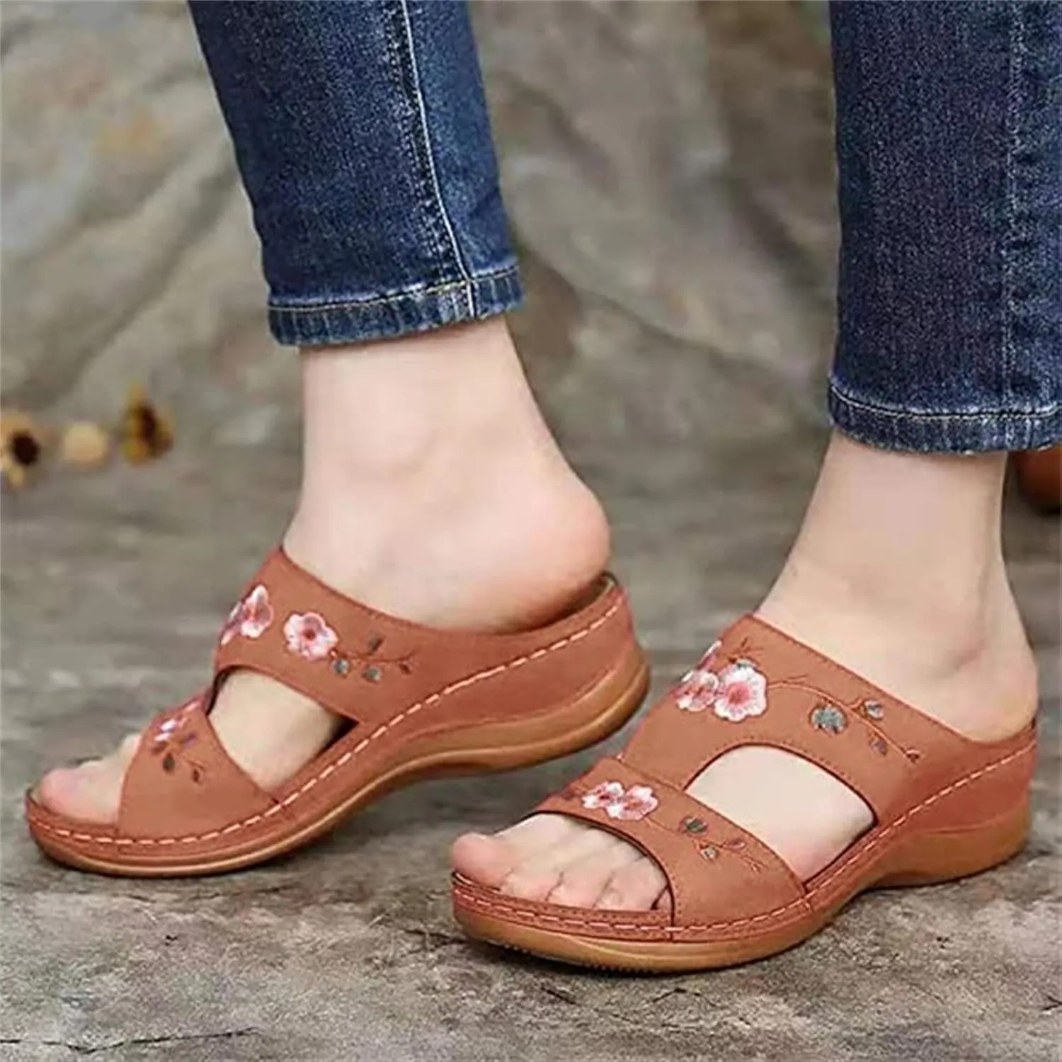 Ladmiple Women's Sandals With Arch Support Dressy Orthopedic Flip Flops Soft Summer Beach Shoes Comfortable Orthotic Slides