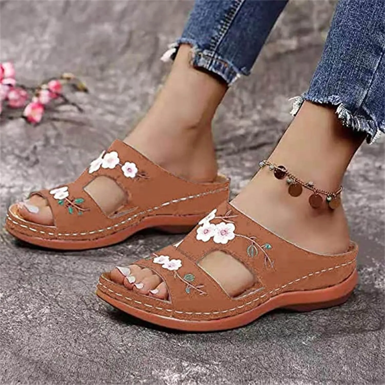 Ladmiple Women's Sandals With Arch Support Dressy Orthopedic Flip Flops Soft Summer Beach Shoes Comfortable Orthotic Slides