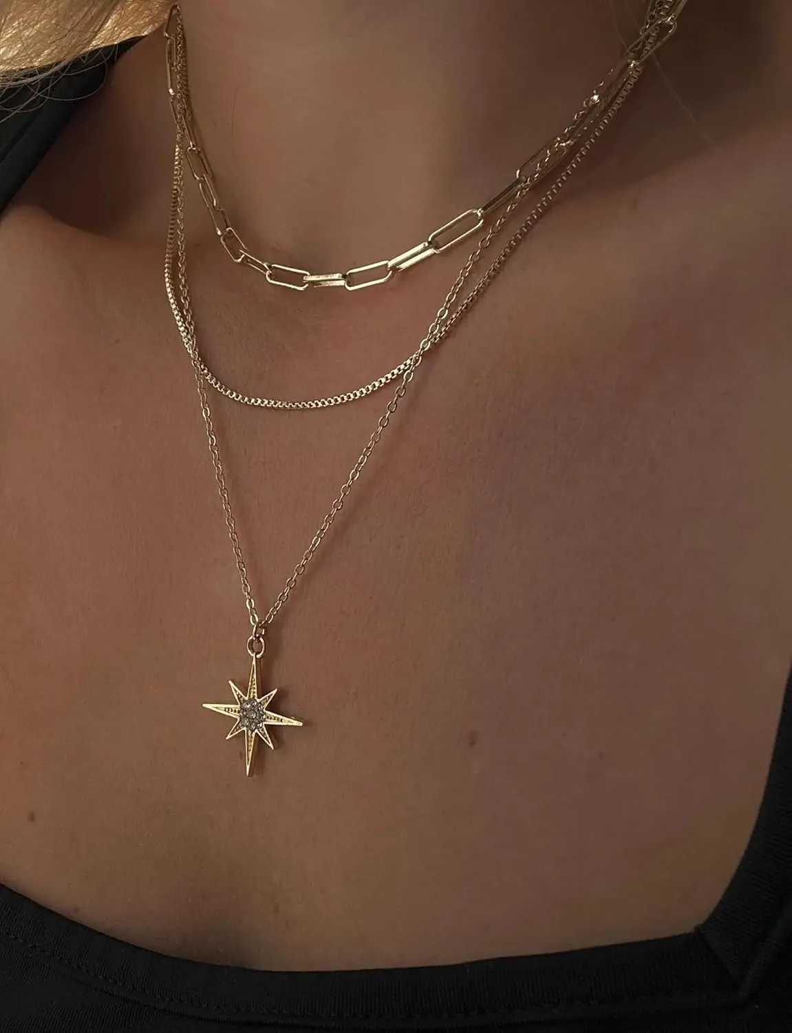 Layered Gold/Silver Necklaces for WomenStackable 14K Gold/Silver Plated Choker Chain Necklace Simple Layering Stack Pendant Necklaces for Women Trendy Gold Set Jewelry for Women