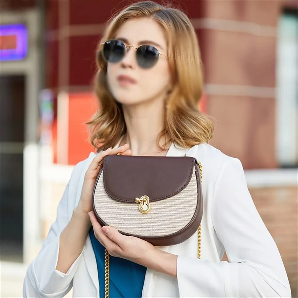 Leather Women's Bag Women's Bag Design Single Shoulder Cross-Body Female Bag Chain Women's Saddle Bag