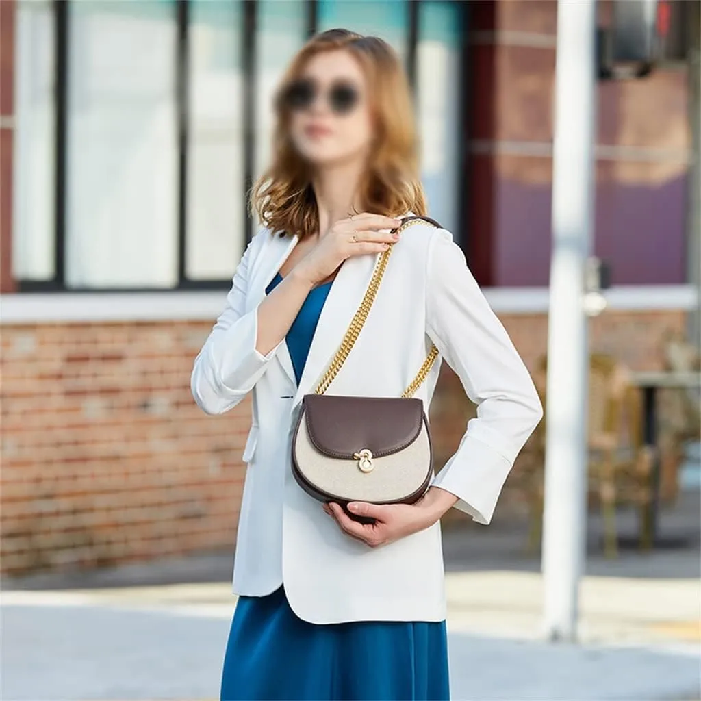 Leather Women's Bag Women's Bag Design Single Shoulder Cross-Body Female Bag Chain Women's Saddle Bag
