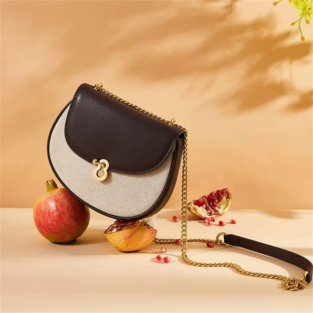 Leather Women's Bag Women's Bag Design Single Shoulder Cross-Body Female Bag Chain Women's Saddle Bag