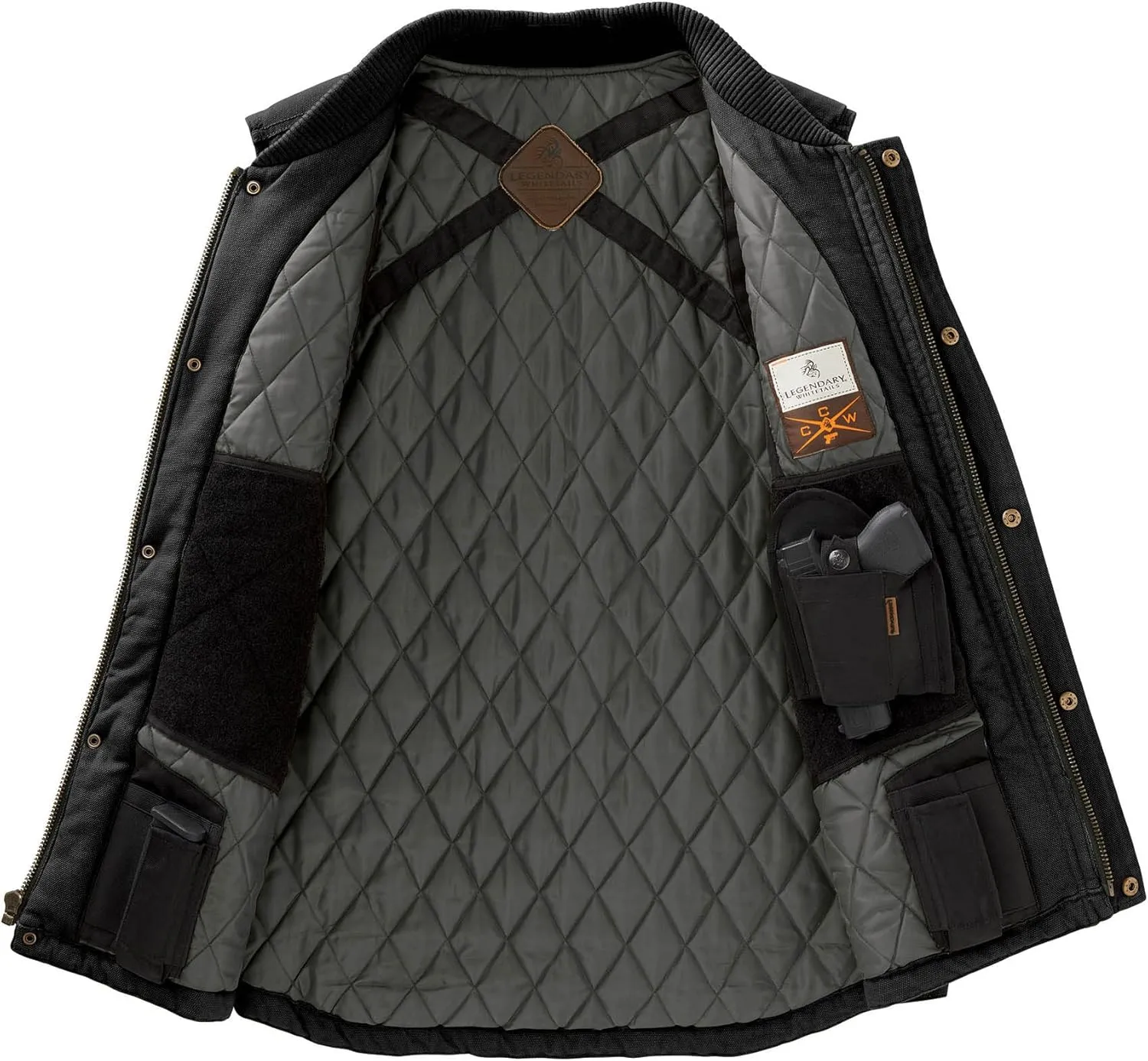 Legendary Whitetails Men's Concealed Carry Outerwear Vest for Men, Canvas Cross Trail Conceal CCW Holster, Hunting Insulated
