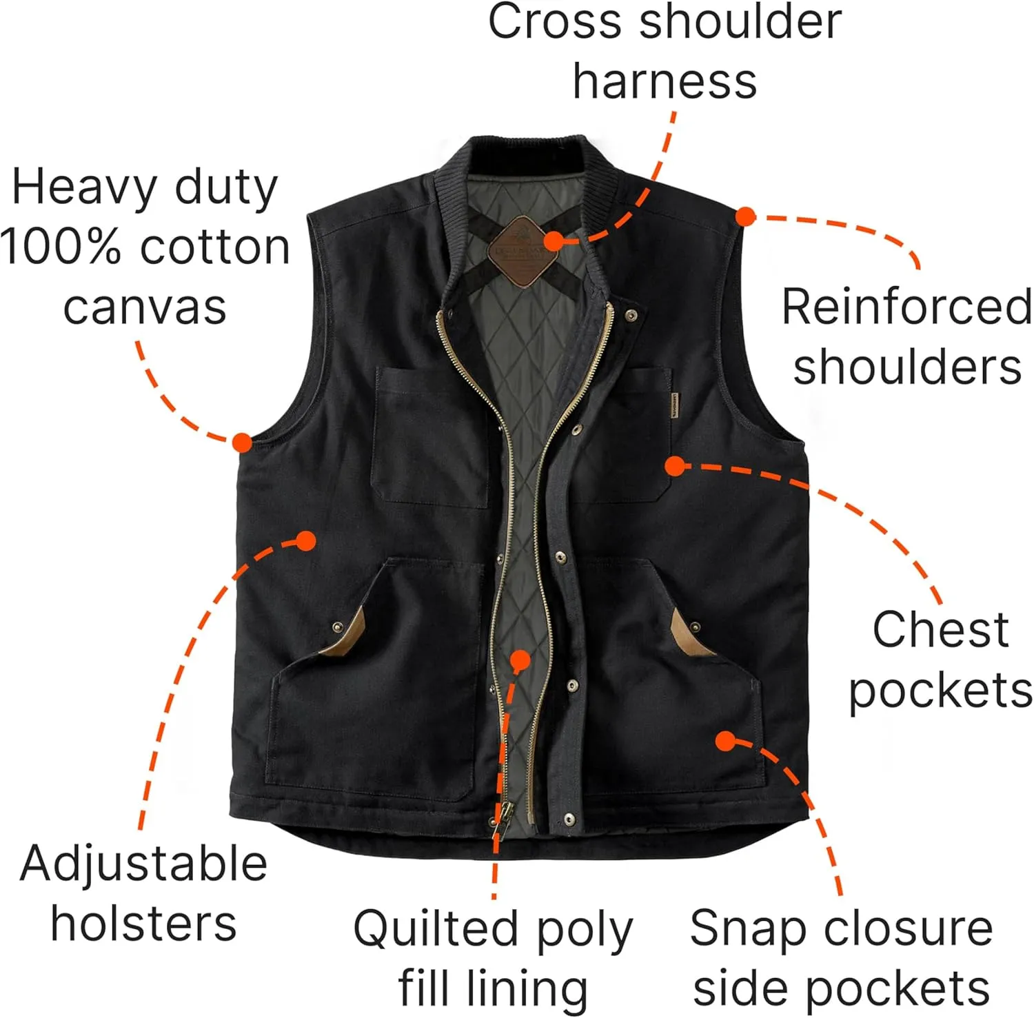 Legendary Whitetails Men's Concealed Carry Outerwear Vest for Men, Canvas Cross Trail Conceal CCW Holster, Hunting Insulated