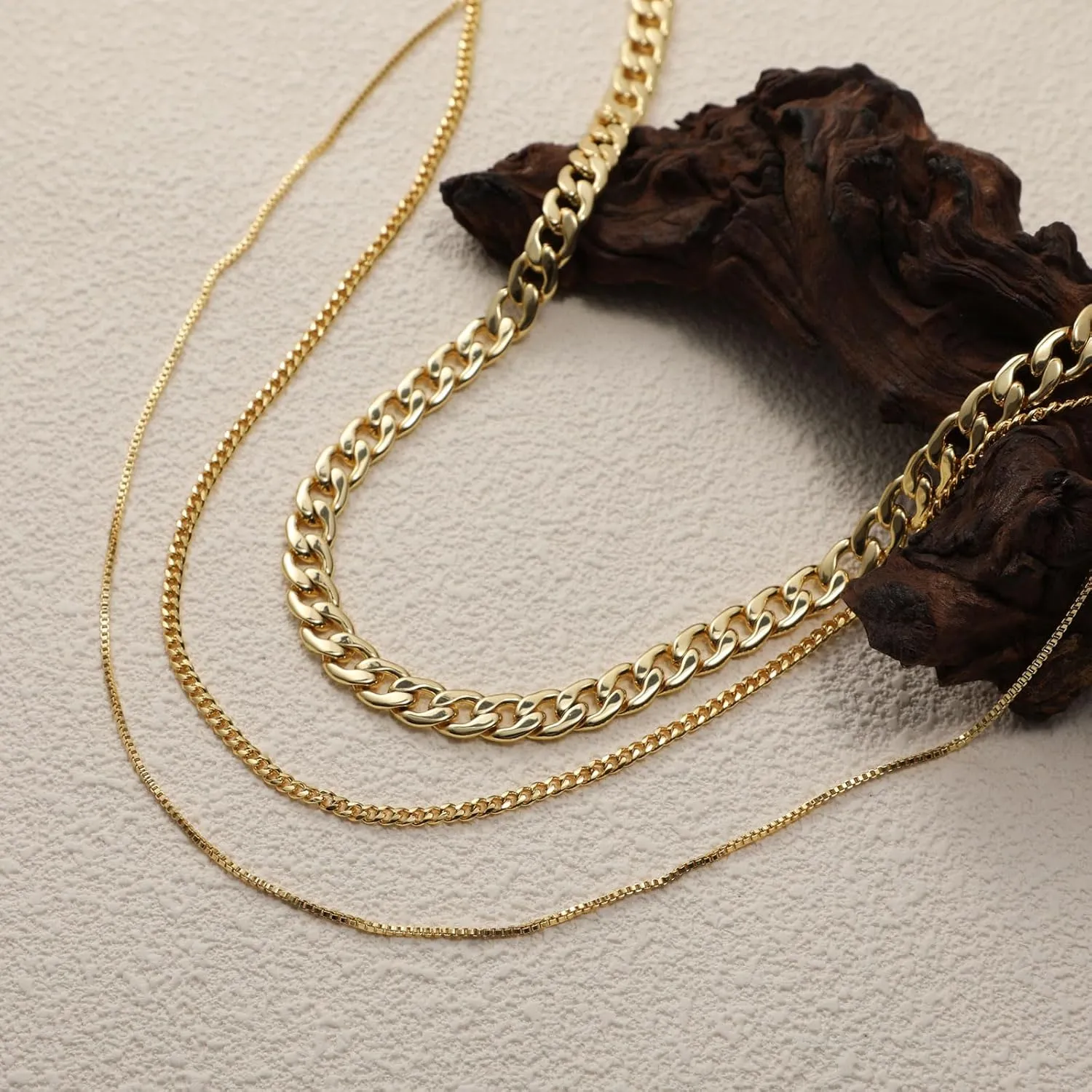 LEXODY Stackable Necklaces for Women 14k Gold Plated Layered Gold Necklaces Dainty Gold Necklace Dot Thin Paperclip Snake Chain Choker Necklace For Women Shine Jewelry Gifts for Women