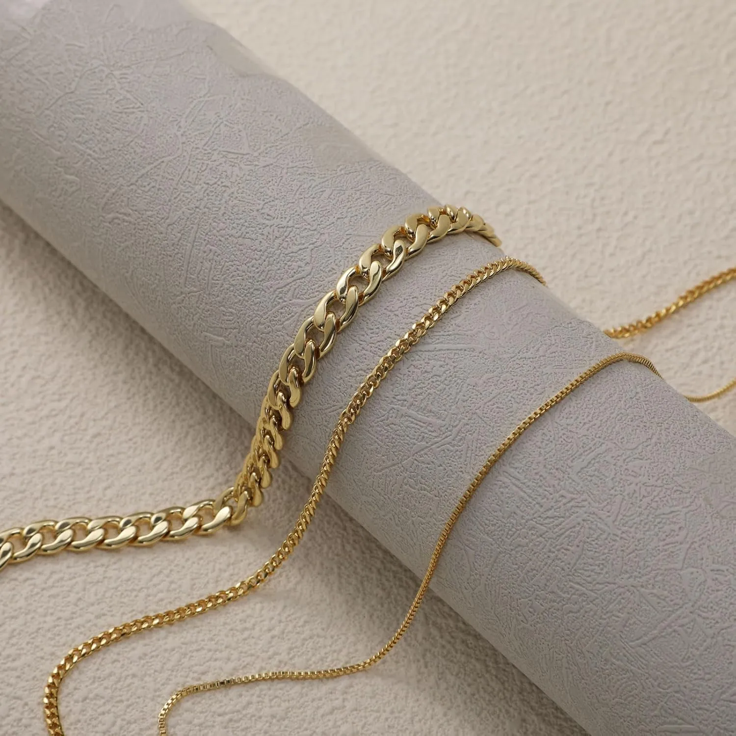 LEXODY Stackable Necklaces for Women 14k Gold Plated Layered Gold Necklaces Dainty Gold Necklace Dot Thin Paperclip Snake Chain Choker Necklace For Women Shine Jewelry Gifts for Women