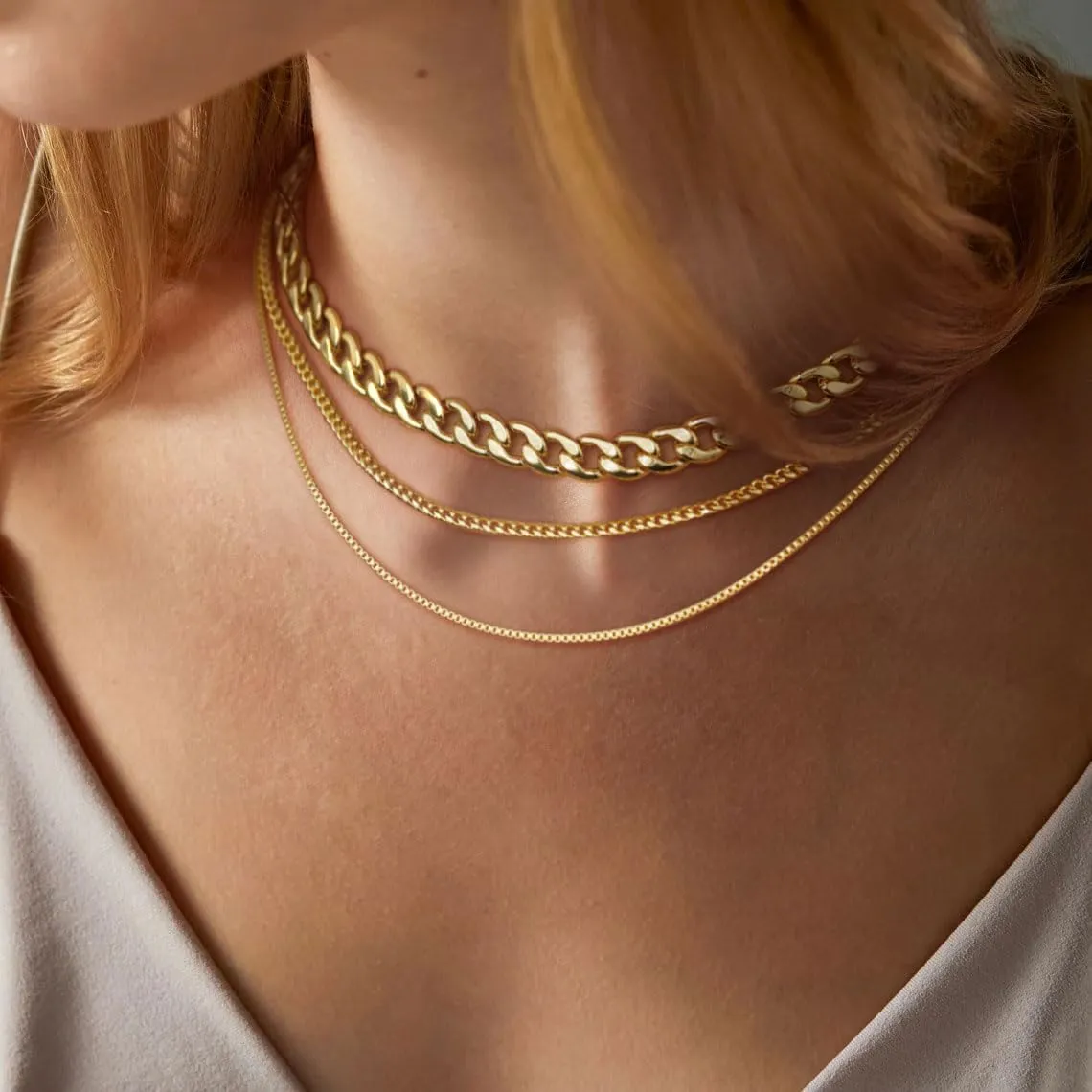 LEXODY Stackable Necklaces for Women 14k Gold Plated Layered Gold Necklaces Dainty Gold Necklace Dot Thin Paperclip Snake Chain Choker Necklace For Women Shine Jewelry Gifts for Women