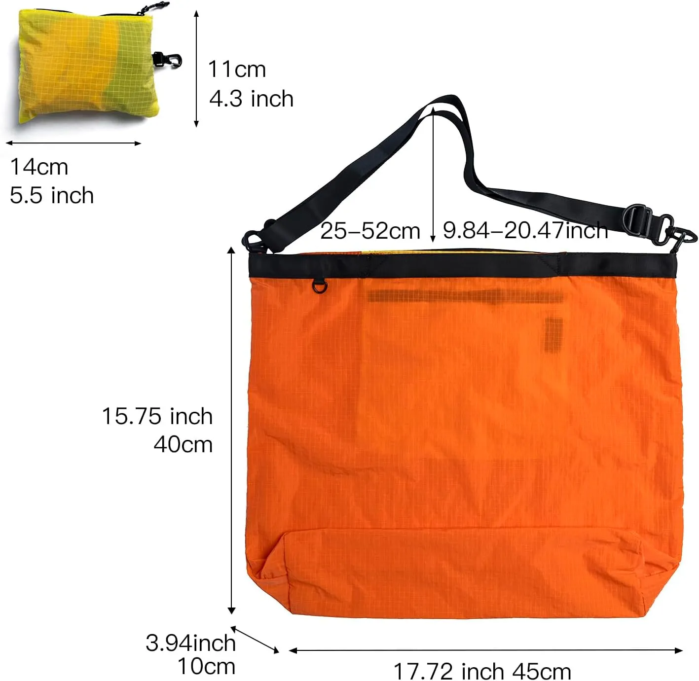 Lightweight Foldable Nylon Crossbody Bag, NO ZIPPER, Compact Polyester Packable Totes, Collapsible Handbag for Travel