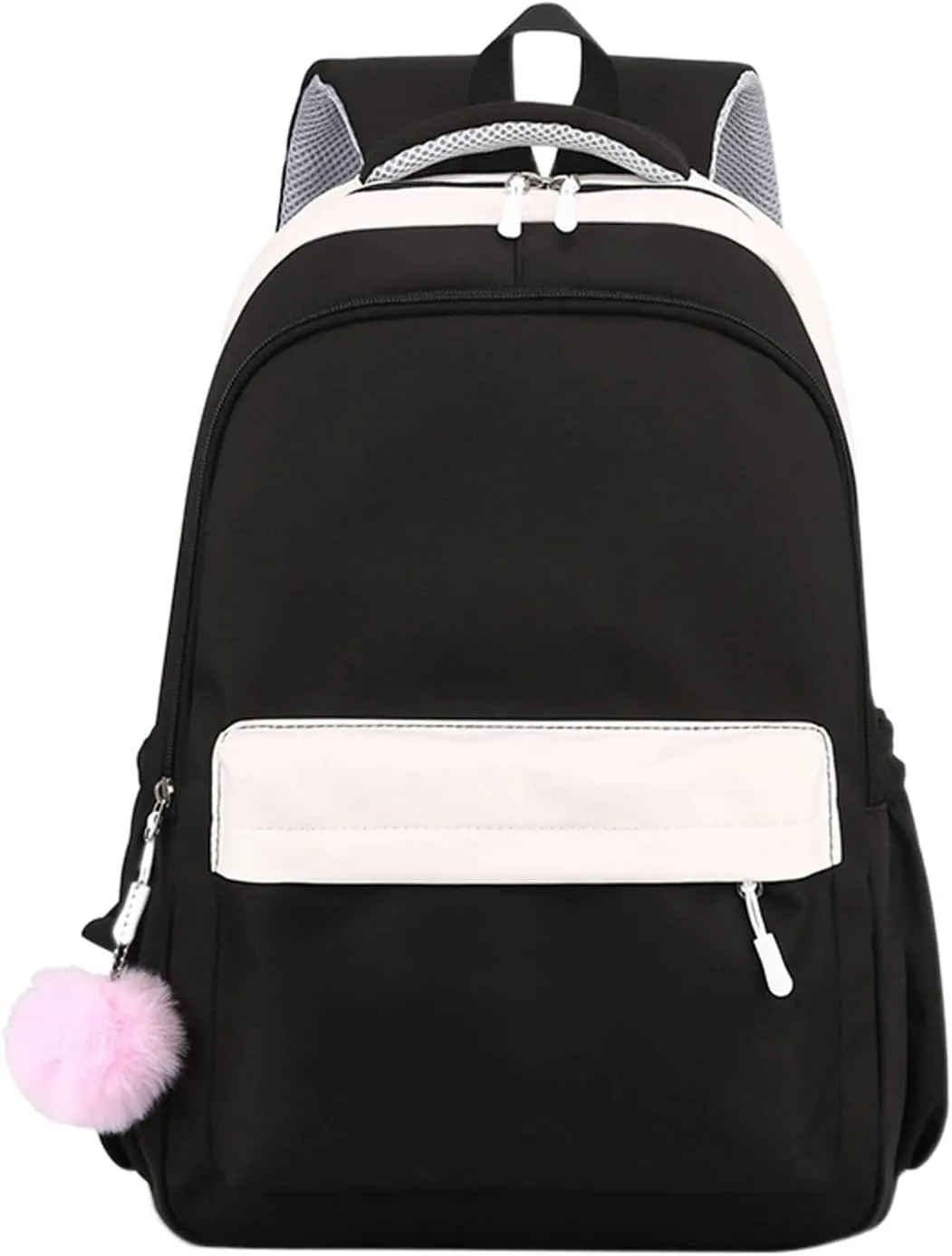 Lightweight Puffer Quilted Travel Backpack Double Zipper Casual Backpacks Fashion Soft Leather Outdoor Backpack(Black)