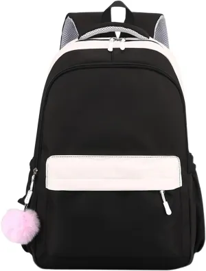 Lightweight Puffer Quilted Travel Backpack Double Zipper Casual Backpacks Fashion Soft Leather Outdoor Backpack(Black)