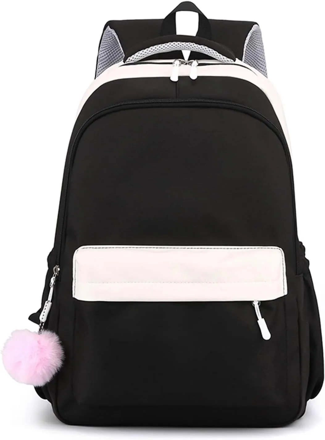 Lightweight Puffer Quilted Travel Backpack Double Zipper Casual Backpacks Fashion Soft Leather Outdoor Backpack(Black)
