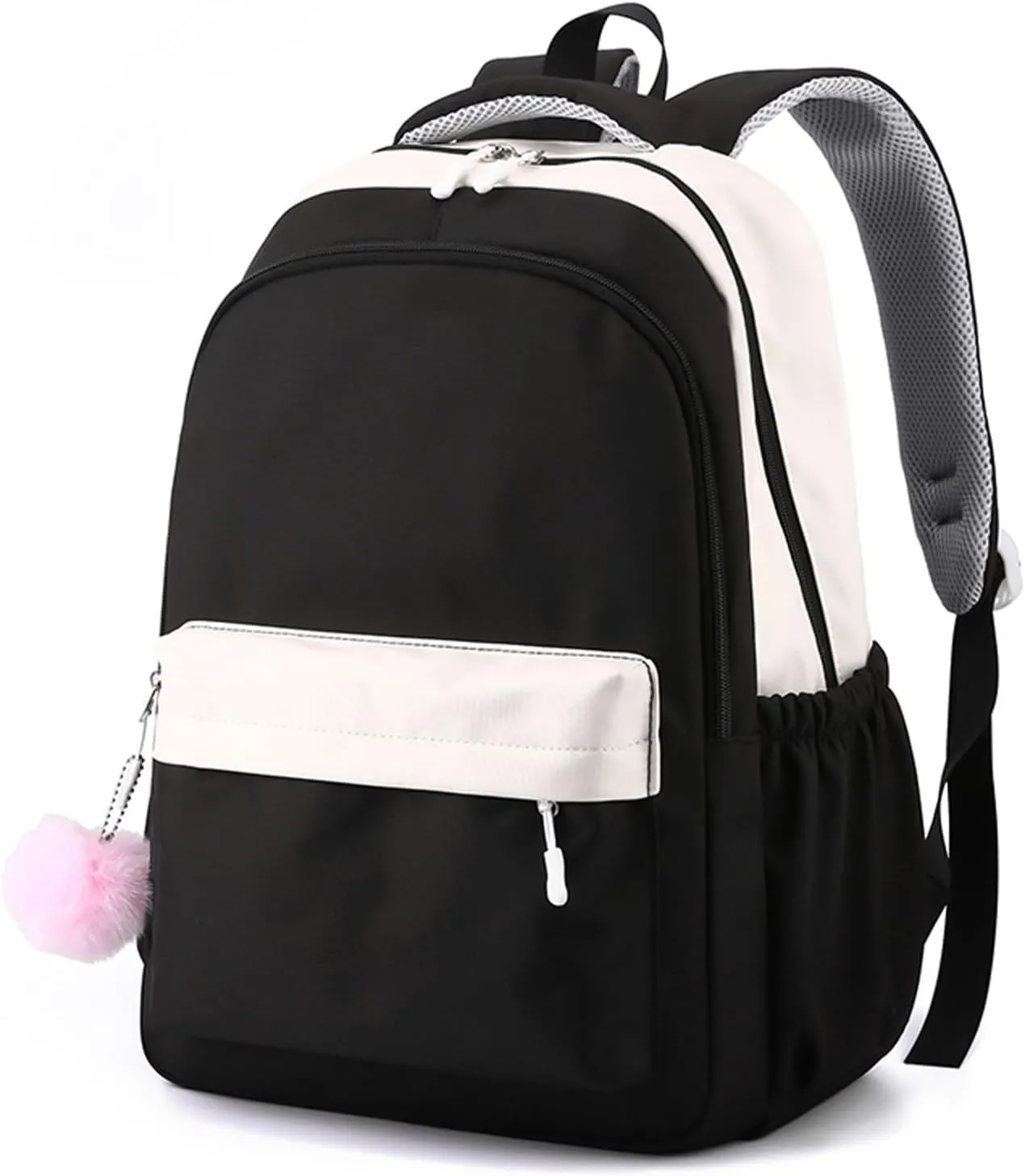 Lightweight Puffer Quilted Travel Backpack Double Zipper Casual Backpacks Fashion Soft Leather Outdoor Backpack(Black)