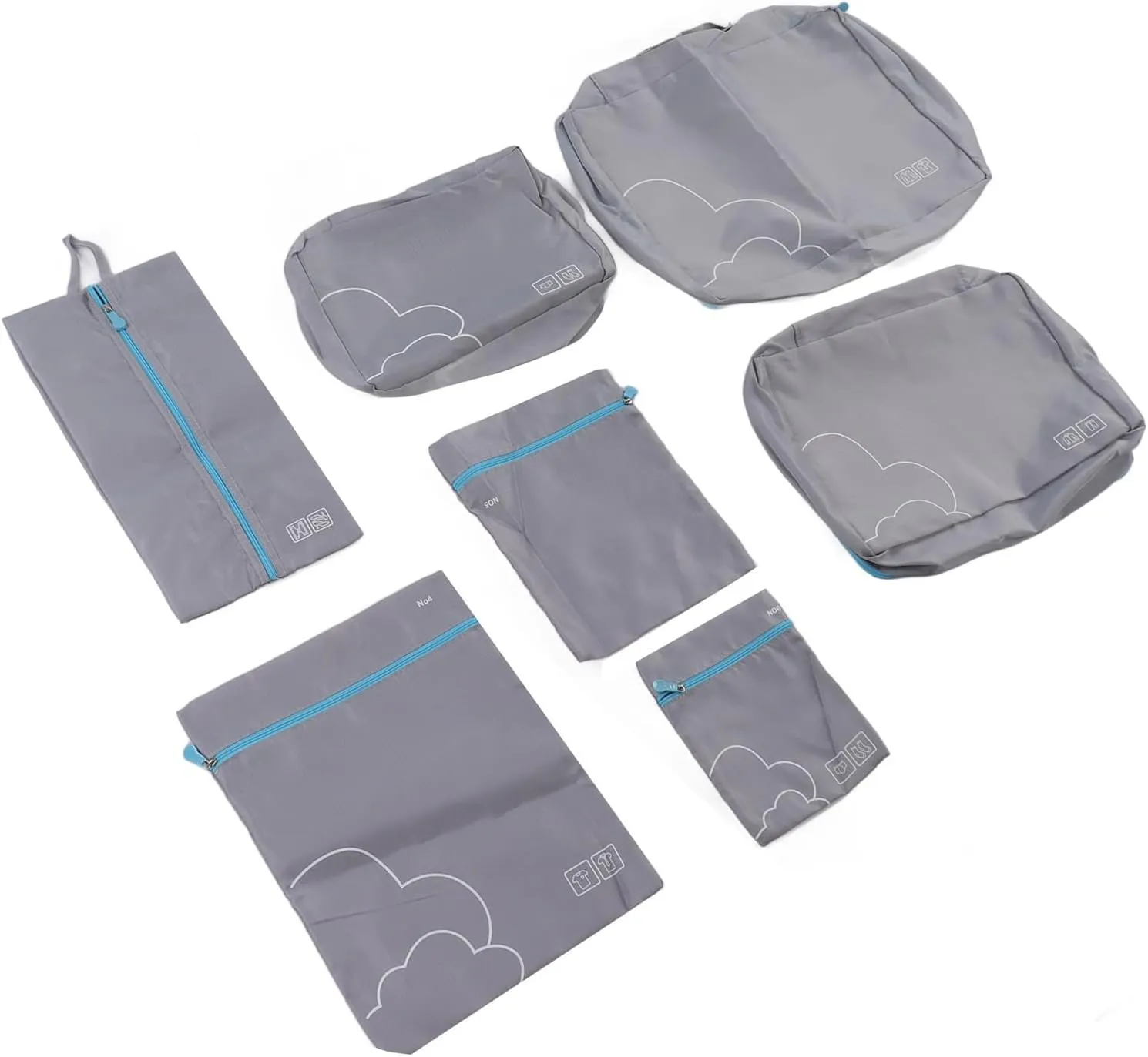 Luggage Packing Bags Waterproof Polyester Travel Packing Cubes for Business Trip (Gray)