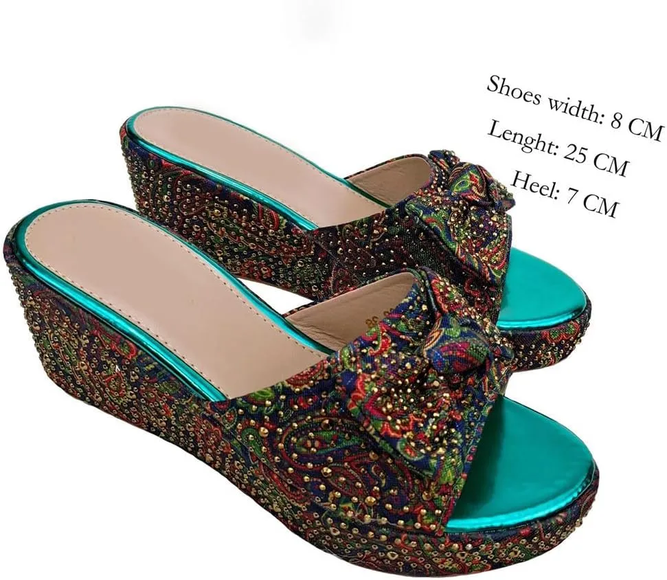 Luxury Womens Heels and Clutch Set African Wedding Rhinestone Decor Italian Banquet Party Shoes