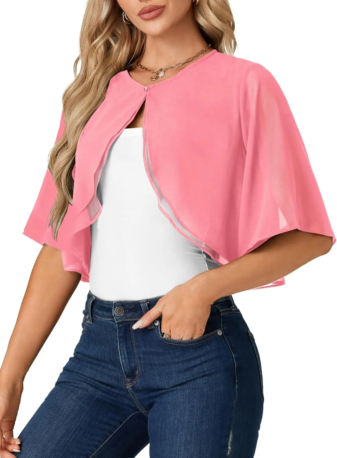 LYANER Women's Soft Lace Shawls Wraps for Evening Dresses Chiffon Wedding Shurgs Cape Cover Up