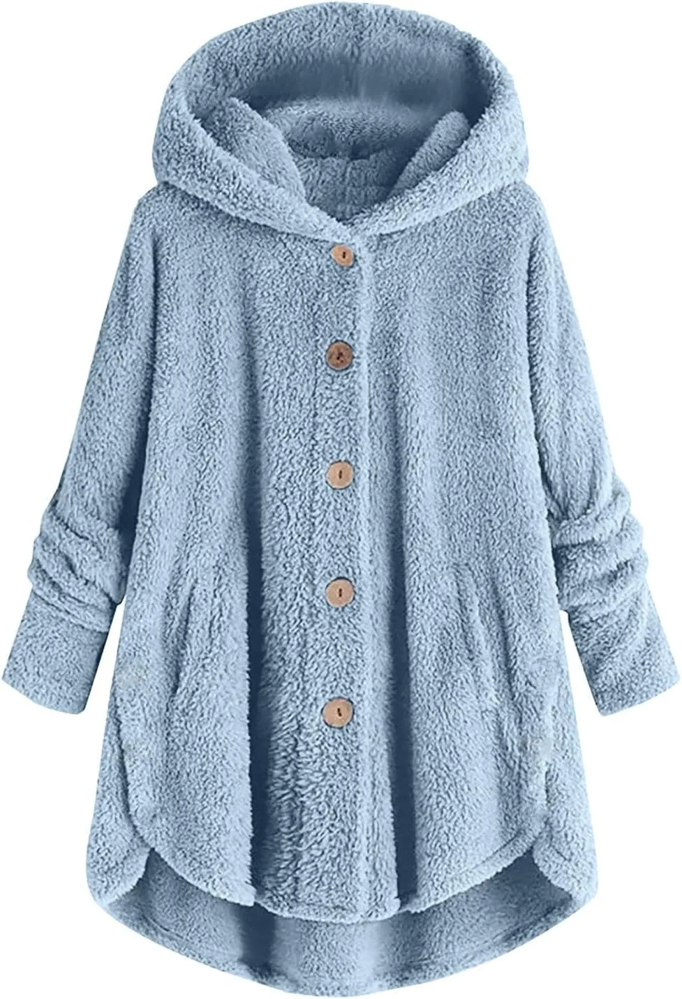 maisdgop Womens Fuzzy Fleece Sherpa Hoodies Oversized Teddy Bear Coat Button down Sweatshirt with Pockets Soft Fall Jackets