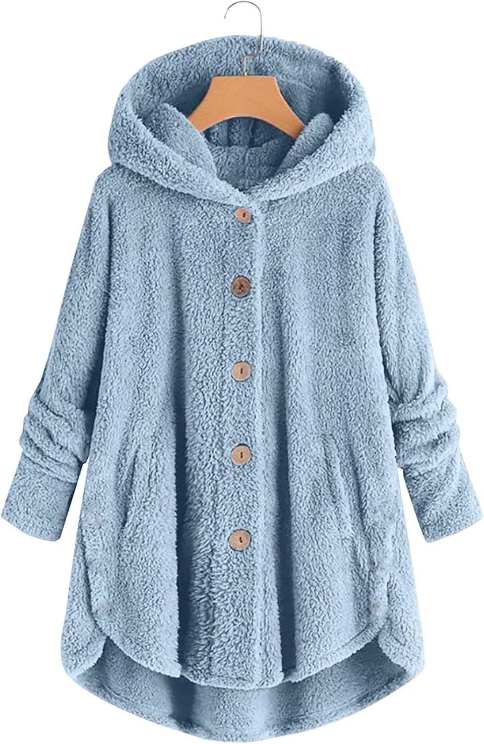 maisdgop Womens Fuzzy Fleece Sherpa Hoodies Oversized Teddy Bear Coat Button down Sweatshirt with Pockets Soft Fall Jackets