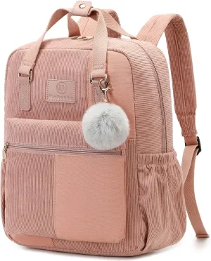 Makukke School Backpack for Women - Water Resistant College Bookbag with 15-Inch Laptop Sleeve Daypack for Travel School Work,Pink