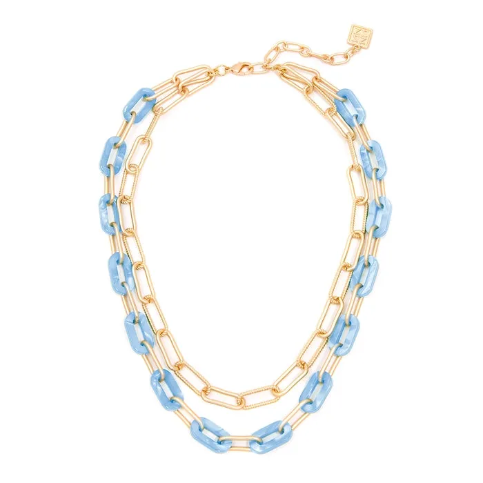 Marbled Resin And Paperclip Chain Layered Necklace