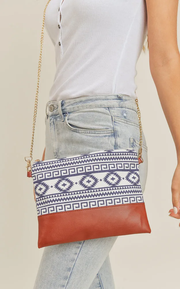 MB0141 Aztec Tribal Pattern Crossbody & Wristlet Bag