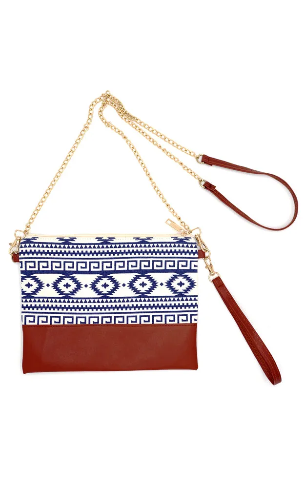 MB0141 Aztec Tribal Pattern Crossbody & Wristlet Bag