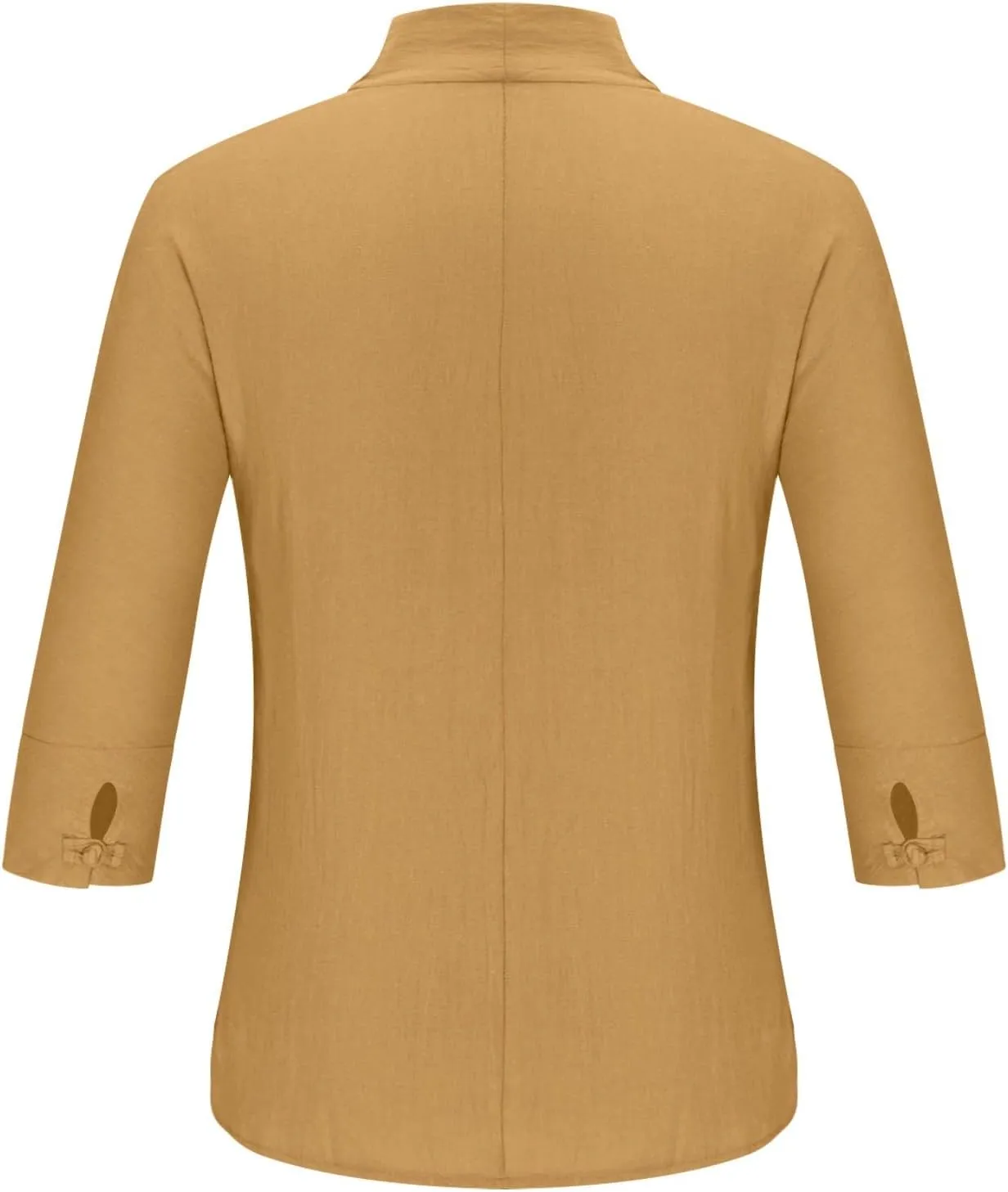 Men 3/4 Sleeve Cotton Linen Top Wrap V Neck Hipster Shirts Loose Fit Beach Hippie Tunic Yoga Tops Big and Tall