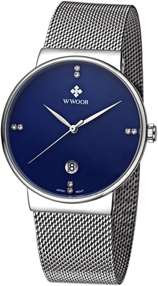 Men New Luxury Watch Ultra Thin Stainless Steel Mesh Band Quartz Date Wristwatch Fashion Casual Watches