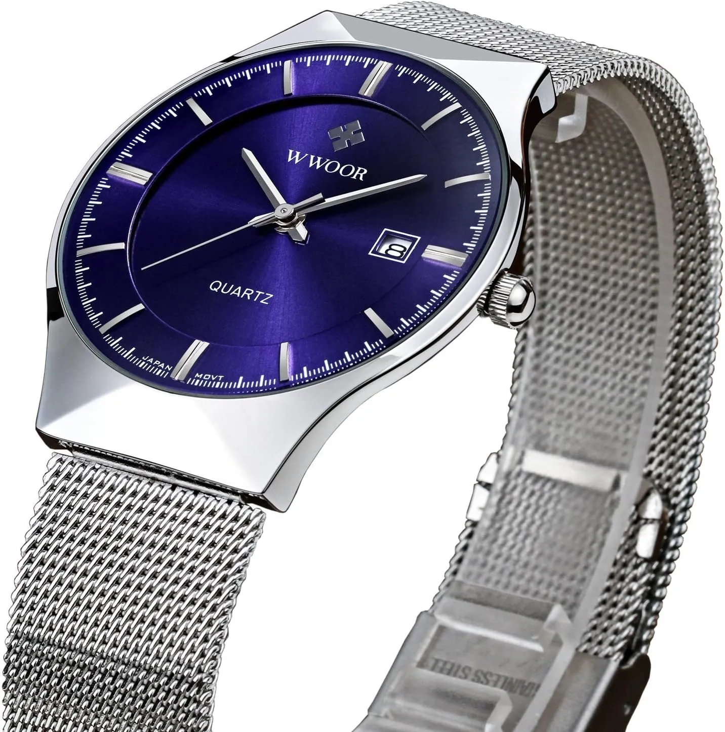 Men New Top Luxury Watch Ultra Thin Stainless Steel Mesh Band Quartz Wristwatch Fashion Casual Watches