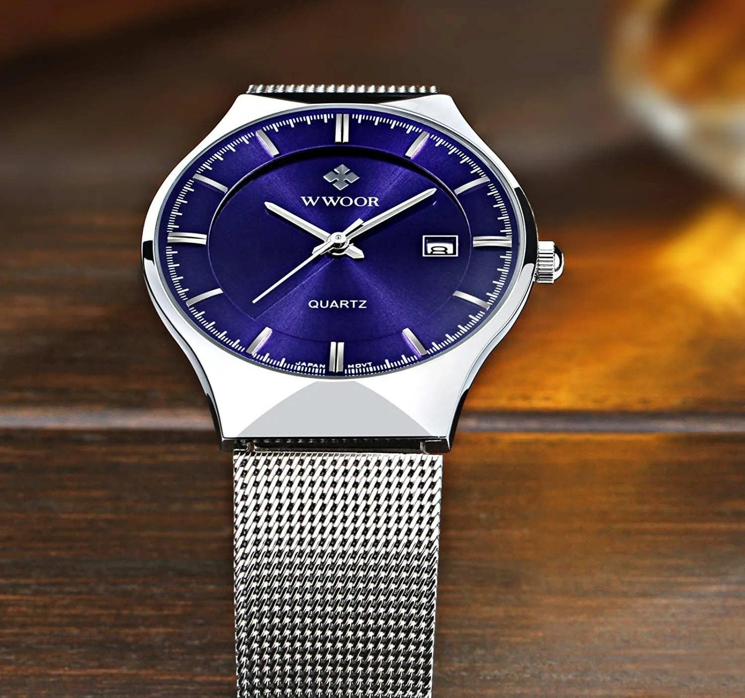 Men New Top Luxury Watch Ultra Thin Stainless Steel Mesh Band Quartz Wristwatch Fashion Casual Watches