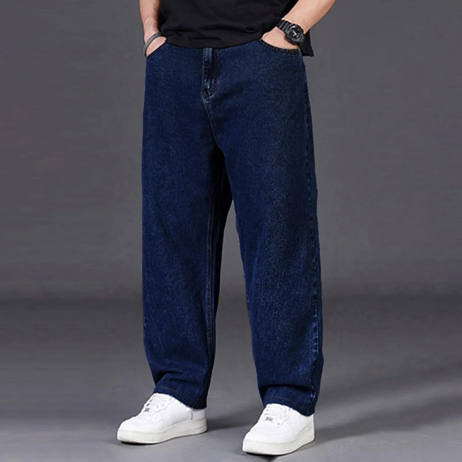 Men's Baggy Cargo Denim Pants Streetwear Y2K Skateboard Jeans Casual Harajuku Straight Leg Loose Fit Jeans Trousers
