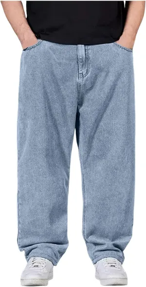 Men's Baggy Cargo Denim Pants Streetwear Y2K Skateboard Jeans Casual Harajuku Straight Leg Loose Fit Jeans Trousers