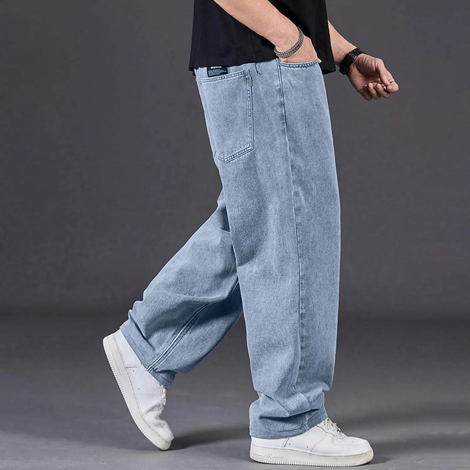 Men's Baggy Cargo Denim Pants Streetwear Y2K Skateboard Jeans Casual Harajuku Straight Leg Loose Fit Jeans Trousers