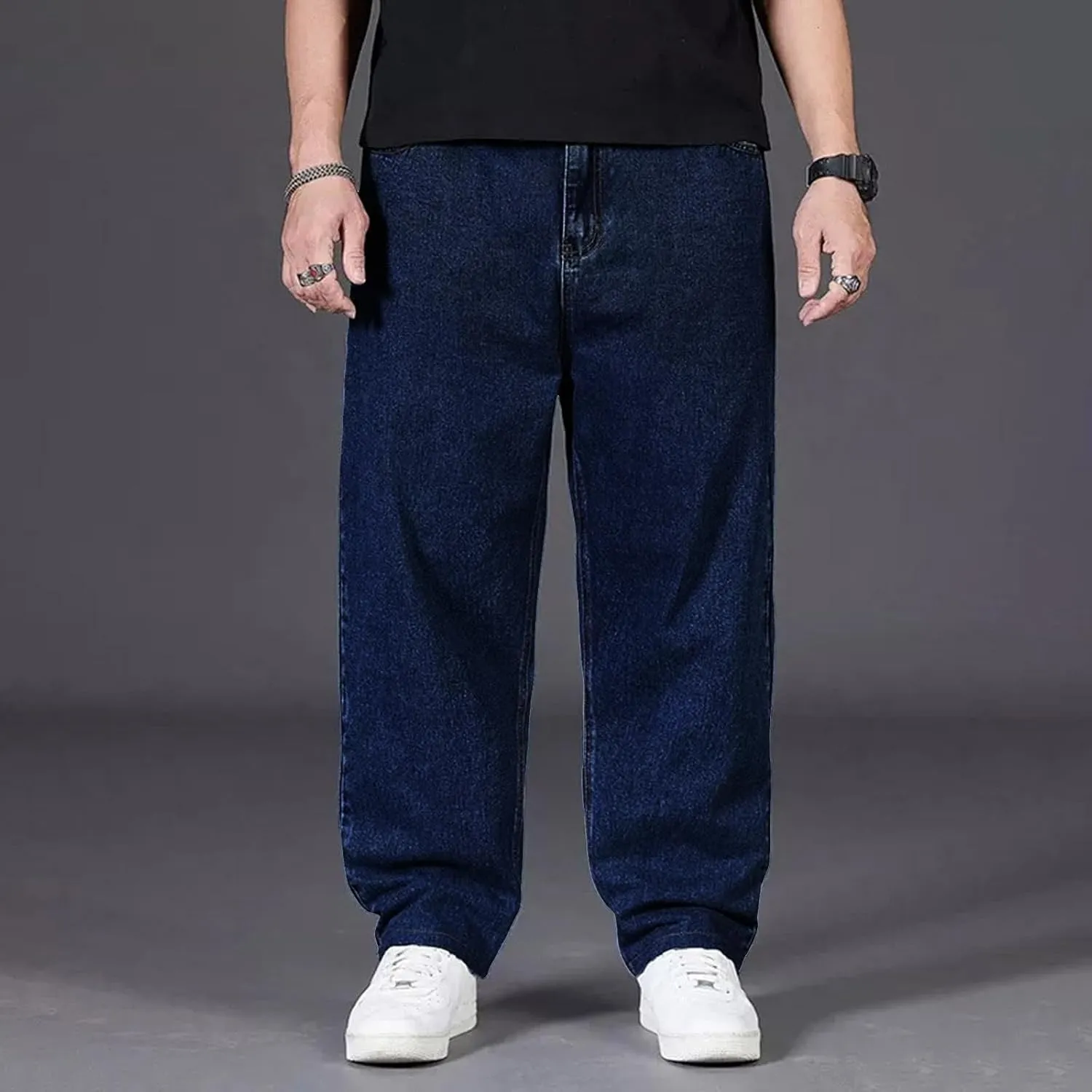 Men's Baggy Cargo Denim Pants Streetwear Y2K Skateboard Jeans Casual Harajuku Straight Leg Loose Fit Jeans Trousers
